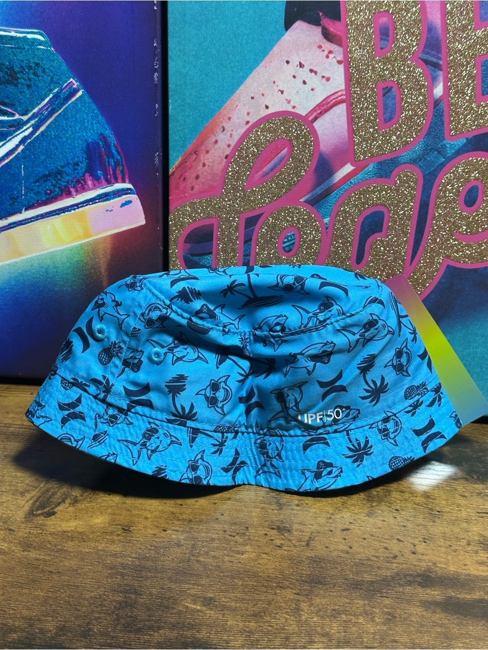 Hurley baby infant Bucket Hat with Strap blue